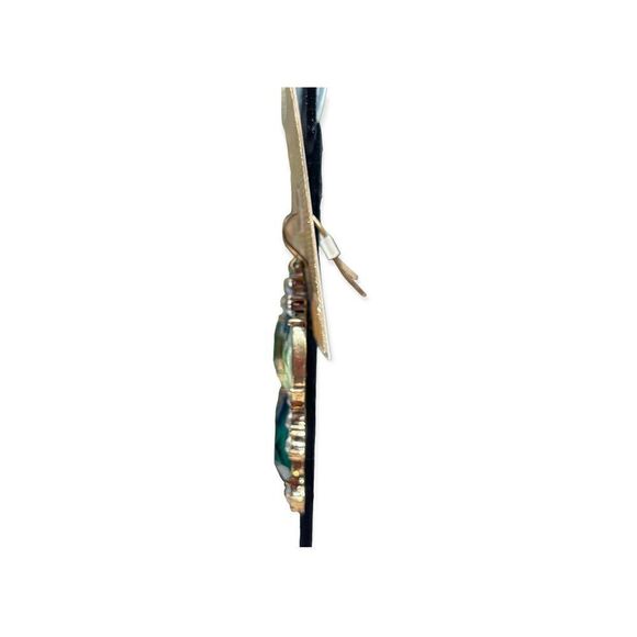 Sarah & CO Green Glass Cut Marquee Dangle Drop Fishhook Earring - Picture 3 of 4